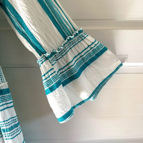 Sofia Made In Italy Tiered Maxi Boho Dress with Ruffled Bell Sleeves 100% Cotton - Picture 6 of 8